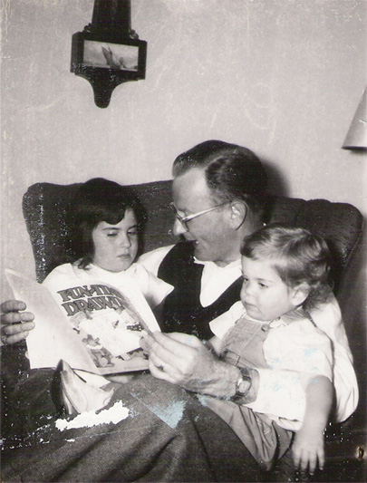 Photo: Elin's Dad reading a story to Elin